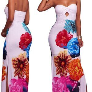 Strapless long floral dress